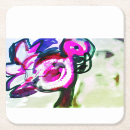 Flamingo Blomglädje Underlägg Papper Kvadrat