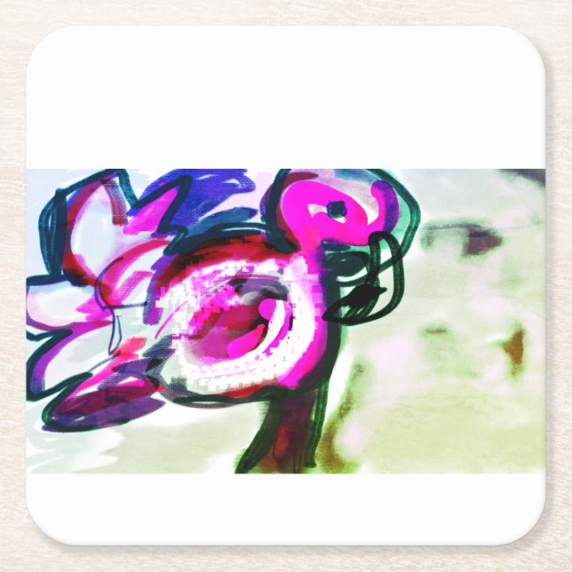 Flamingo Blomglädje Underlägg Papper Kvadrat (Framsidan)