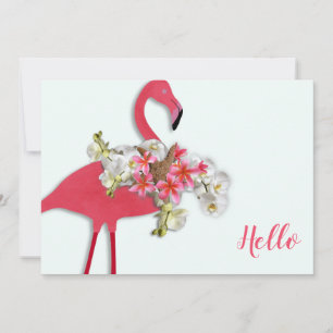 Flamingo Blommigt Hej av andedräkt Anteckningskort