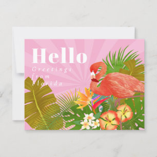 Flamingo Blue Hej Vykort