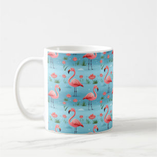 Flamingo Blue Vatten Mönster Kaffemugg
