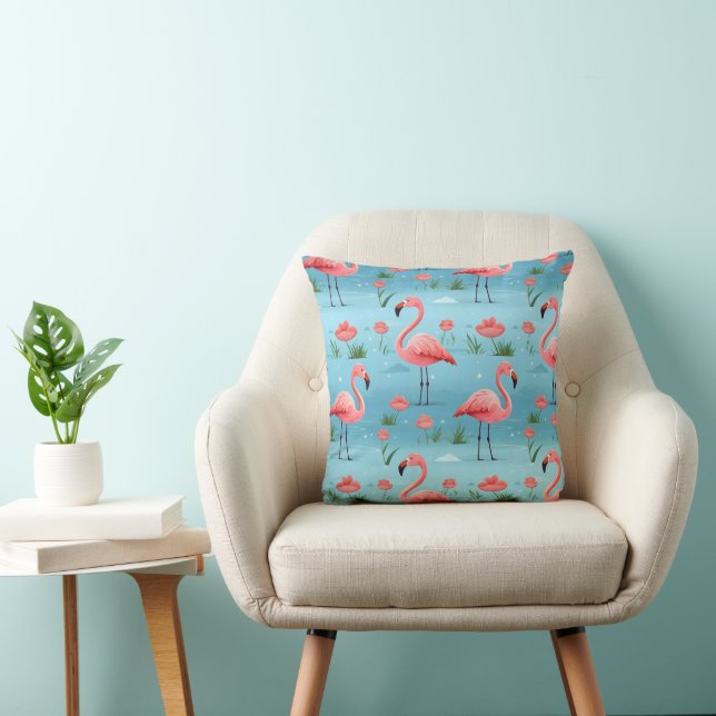 Flamingo Blue Vatten Mönster Kudde (Stol)
