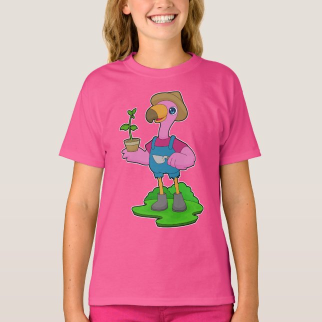 Flamingo Bonde Växt T Shirt (Framsida)