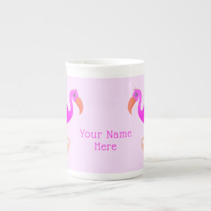 Flamingo Bone China Mugg med Anpassningsbar Text Benporslin Mugg