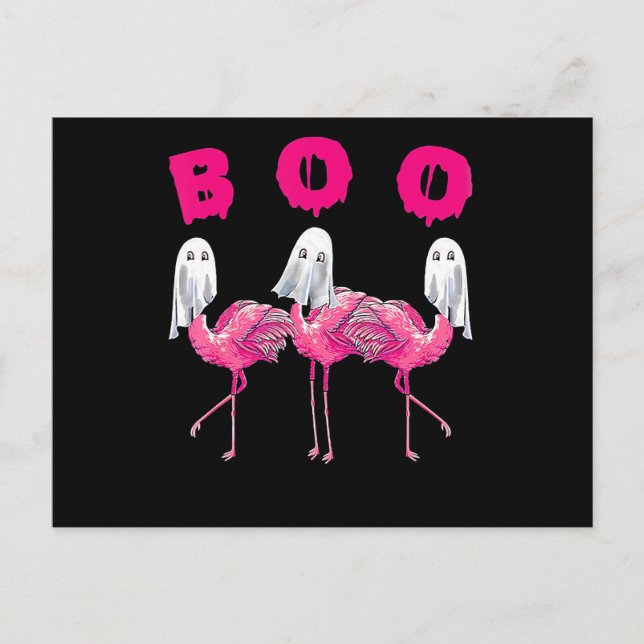 Flamingo| Boo Flamingo Halloween Flamingo Ghost Helg Vykort (Framsida)