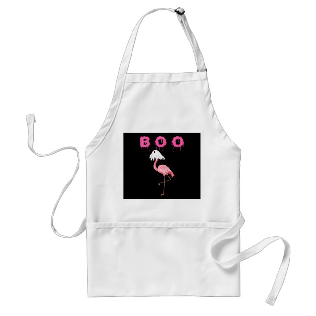 Flamingo Boo Ghost - Flamingo Halloween Förkläde (Framsidan)
