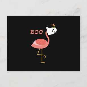 Flamingo Boo Ghost Funny Flamingo   Cute Animal Helg Vykort
