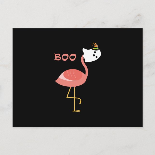 Flamingo Boo Ghost Funny Flamingo | Cute Animal Helg Vykort (Framsida)
