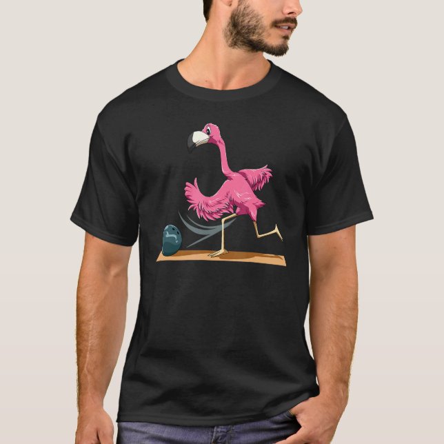 Flamingo Bowling Flamingo Spela Bowling Flamingo T Shirt (Framsida)