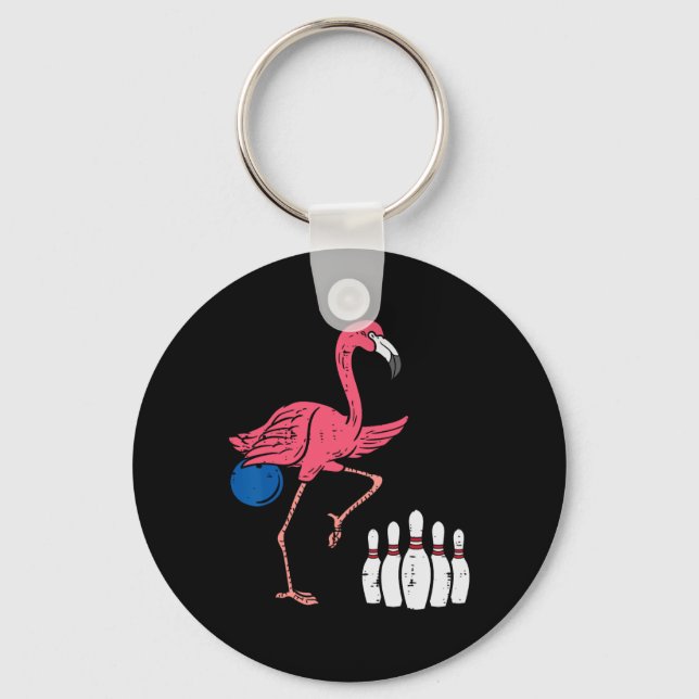 Flamingo Bowling Funny Sport Bowlareare Team Manar Nyckelring (Framsida)
