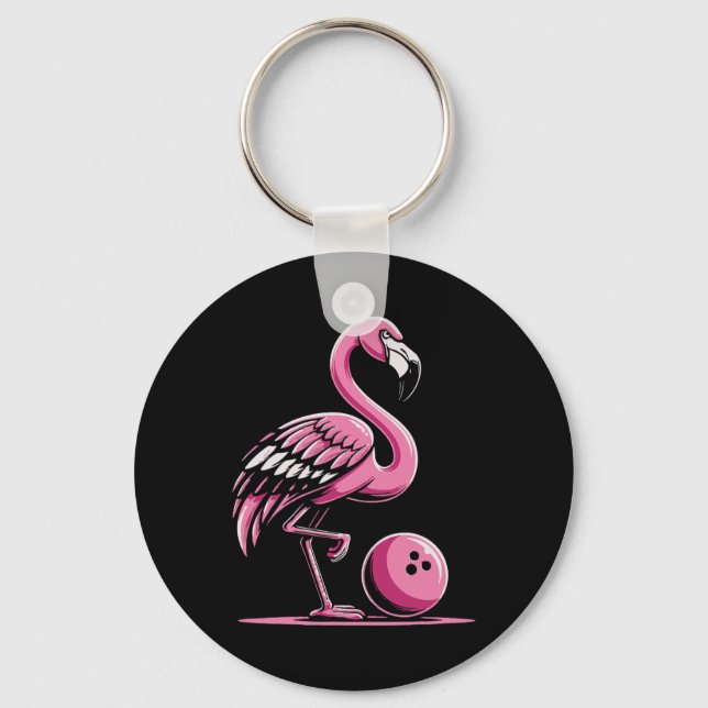 Flamingo Bowling Player Bowlareare Nyckelring (Framsida)