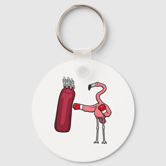 Flamingo Boxning Självförsvar Hob  Nyckelring (Framsida)