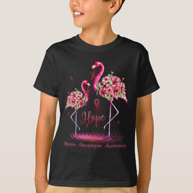 Flamingo Brain Aneurysm Awareness T Shirt (Framsida)