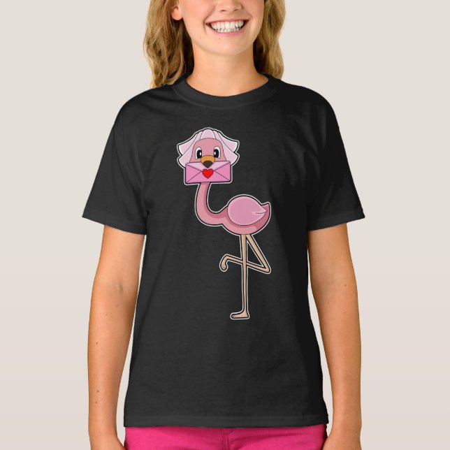 Flamingo Bride Brev Bröllop T Shirt (Framsida)