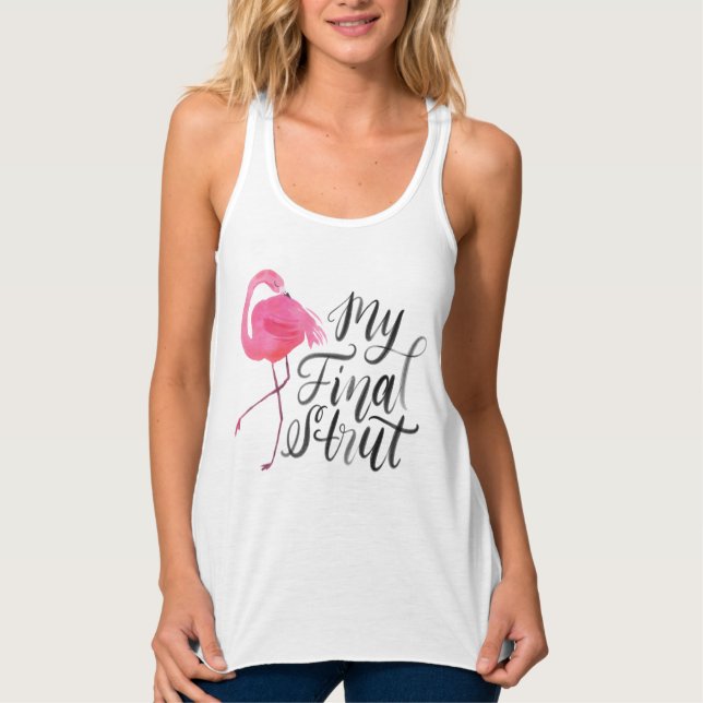 Flamingo Bride Tropical Bachelorette Tank Linne Med Racerback (Framsida)