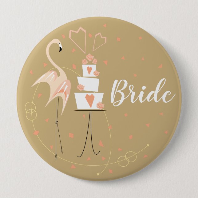 Flamingo Bröllop Bride round-knapp Knapp (Framsida)