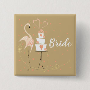 Flamingo Bröllop Bride square Knapp