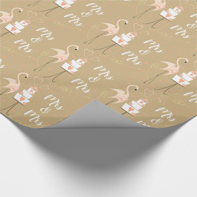 Flamingo Bröllop Fru & Fru presentpapper (Hörn)