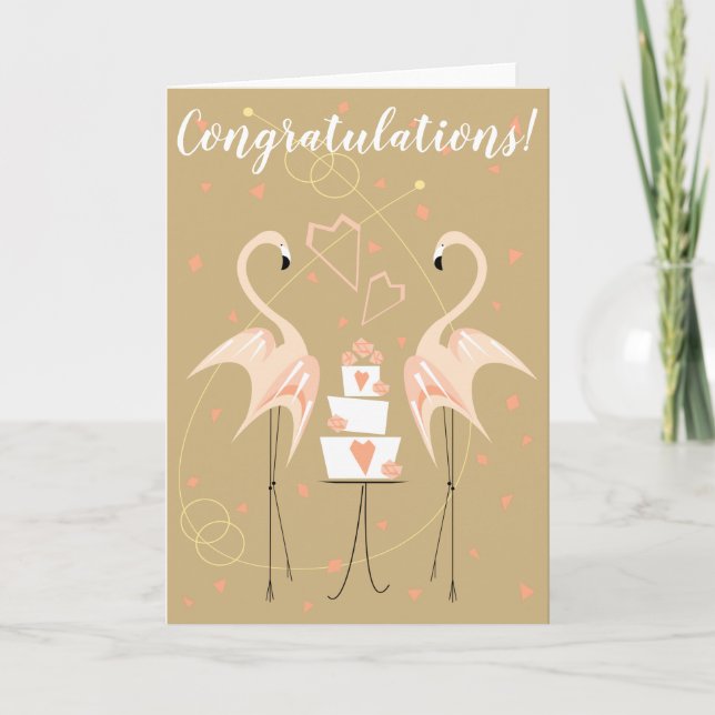 Flamingo Bröllop Grattis Kort (Framsida)
