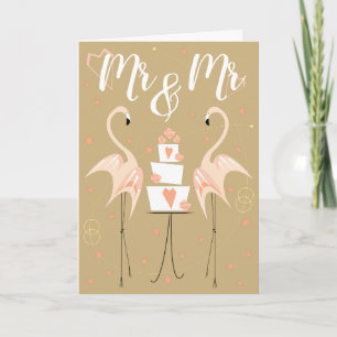 Flamingo Bröllop Herr & Fru Text Kort