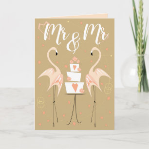 Flamingo Bröllop Herr & Fru Text peach inne Kort