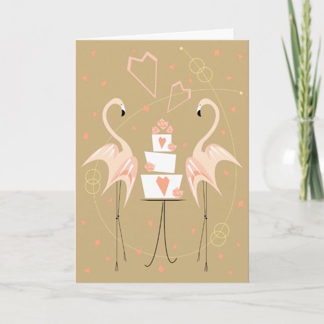 Flamingo Bröllop Kort (Framsida)