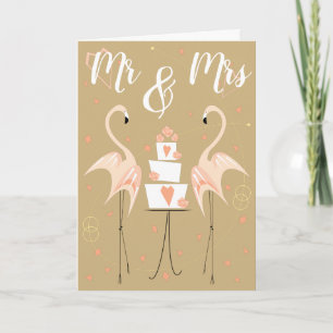 Flamingo Bröllop Mr & Mrs. Kort