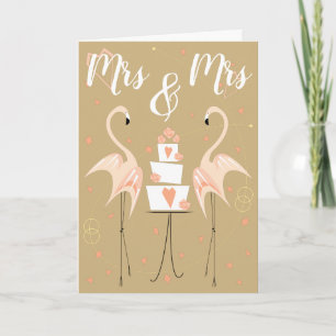 Flamingo Bröllop Mrs & Mrs. Kort