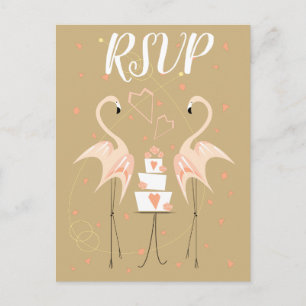 Flamingo Bröllop OSA vycard porträtt Vykort