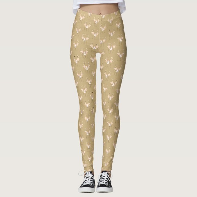 Flamingo Bröllop tilda baljväxter Leggings (Framsida)