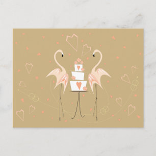 Flamingo Bröllop vycard liggande Vykort