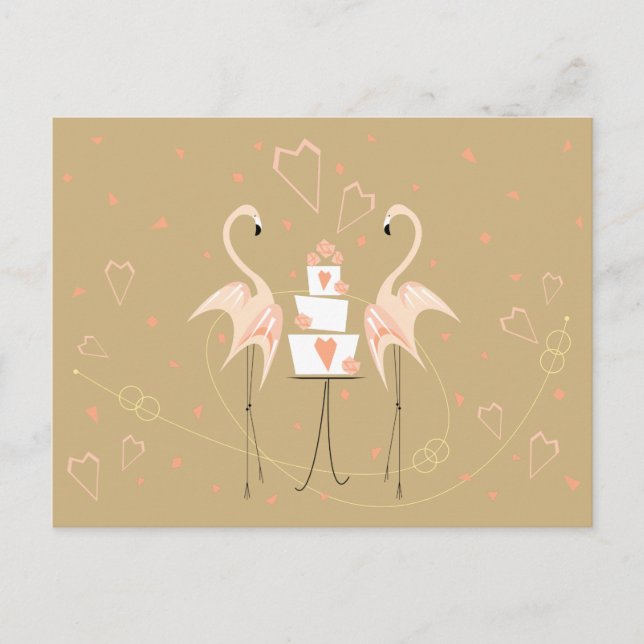 Flamingo Bröllop vycard liggande Vykort (Framsida)