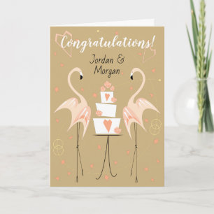 Flamingo Bröllopskongratulationer Namn Text Kort