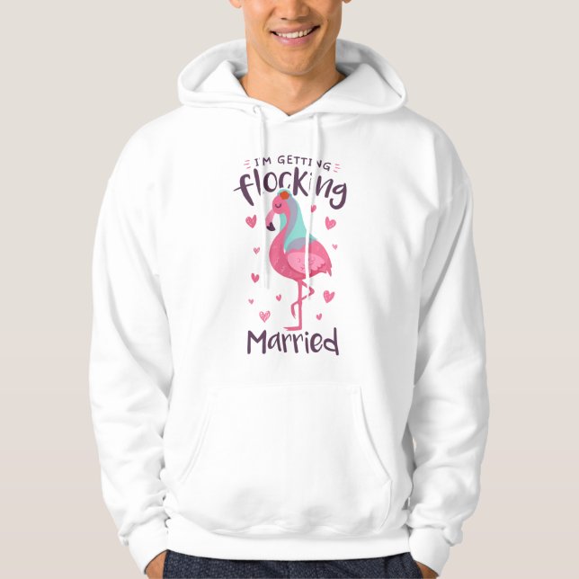 Flamingo Brud Flockar Gifta Matchande Sängkammarfe Hoodie (Framsida)