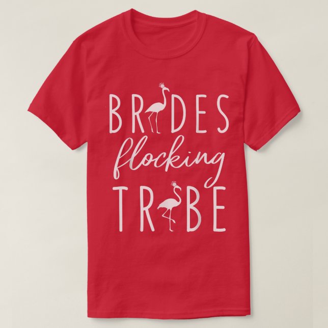 Flamingo Brudar Flockar Tribe Rolig Rosa Fågel Kär T Shirt (Design framsida)