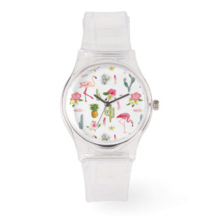 Flamingo Cactus Pineapple Hibiscus Mönster Armbandsur