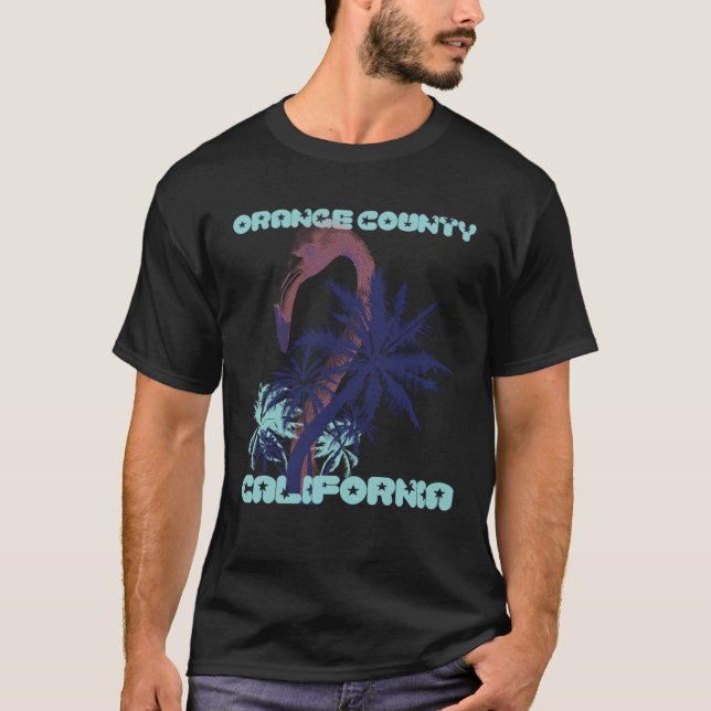 Flamingo California Orange County Beach Handflatan T Shirt (Framsida)