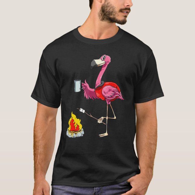 Flamingo Camping Flamingo Camper Camping Hikers T Shirt (Framsida)