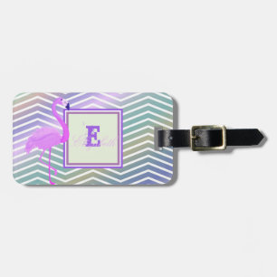 Flamingo Chevron Sicksack,Monogram-Personlig Bagagebricka