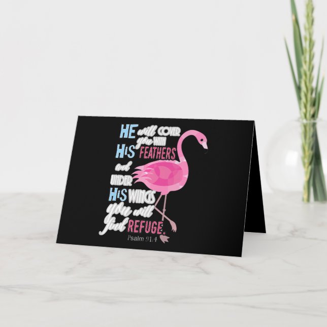 Flamingo Christian Gift, Psalm 91 Bible Verse Kort (Framsida)