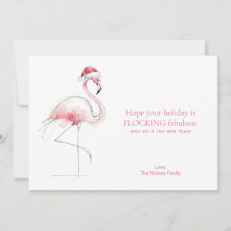 FLAMINGO CHRISTMAS CARD Pink Florida Holiday Card Julkort