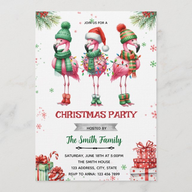 Flamingo Christmas Party Invitation Inbjudningar (Framsida)