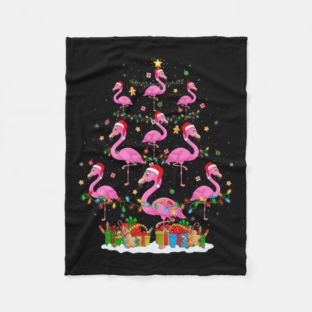 Flamingo Christmas Tree Lights Santa Hat Nk Flamin Fleecefilt (Framsidan)