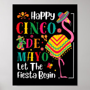 Flamingo Cinco De Mayo Mexican Fiesta För manar Wo Poster