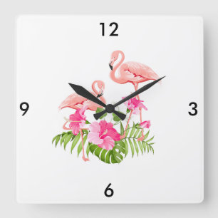 Flamingo Clock Fyrkantig Klocka