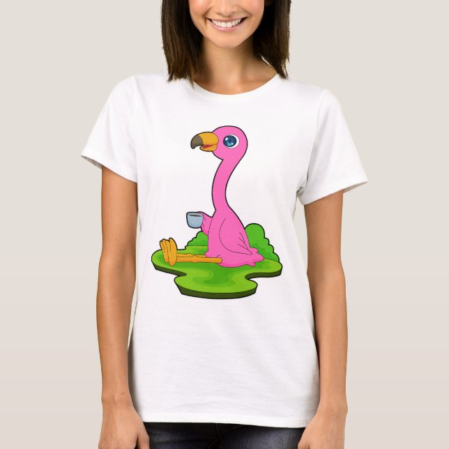 Flamingo Coffee Mugg T Shirt (Framsida)