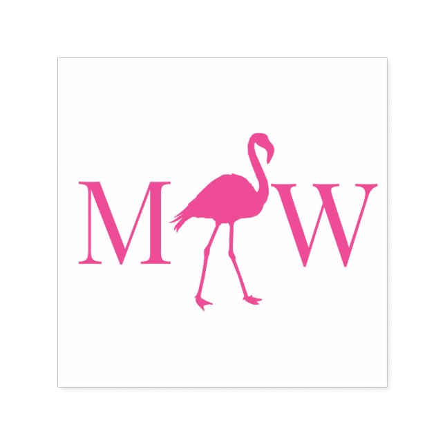 Flamingo Couple Bröllop 2 Initial Monogram Självfärgande Stämpel (Design)