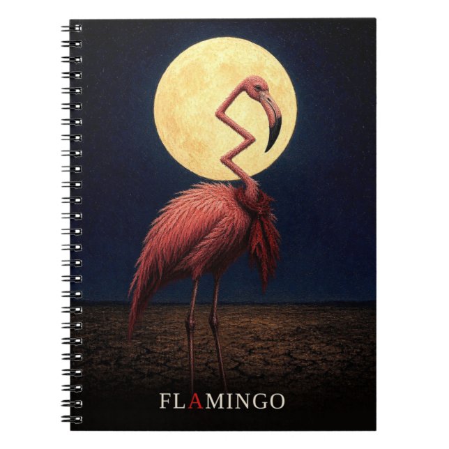 Flamingo Cravat gotisk Surrealistisk Anteckningsbok (Framsidan)