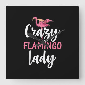 Flamingo - Crazy Flamingo Dam-gåvor Fyrkantig Klocka