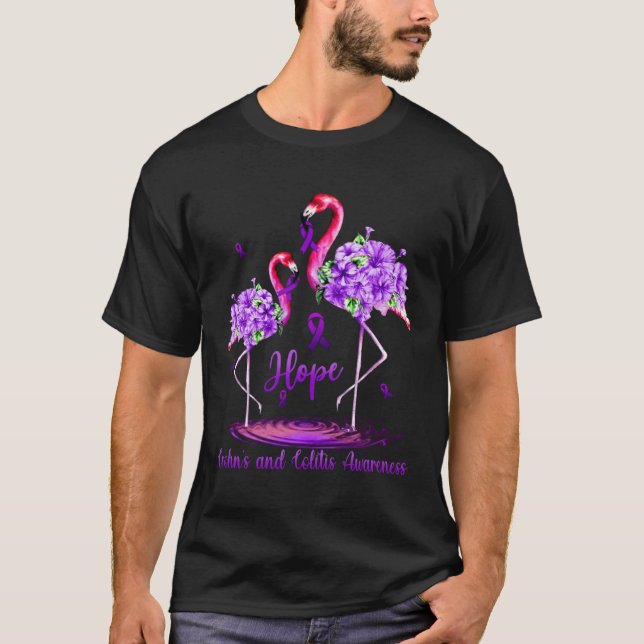 Flamingo Crohn s and Colitis Awareness T Shirt (Framsida)